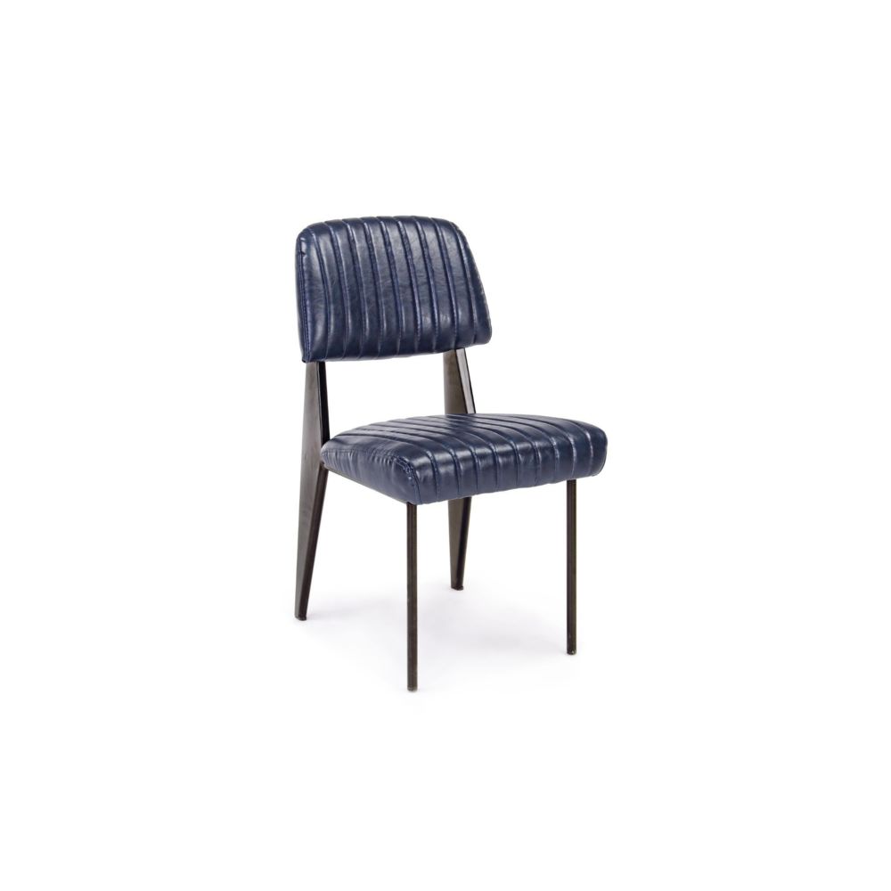 HELLIN - Chaise simili cuir et métal Vintage - CLARK - Chaises