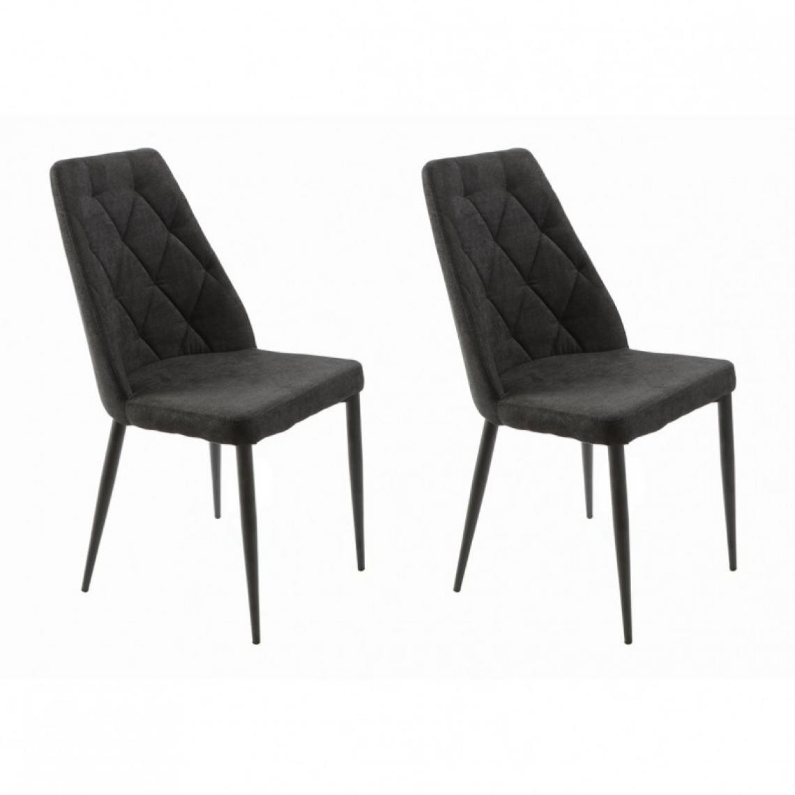 Meubletmoi - Lot de 2 chaises en tissu gris anthracite et pieds métal noir - RITA - Chaises