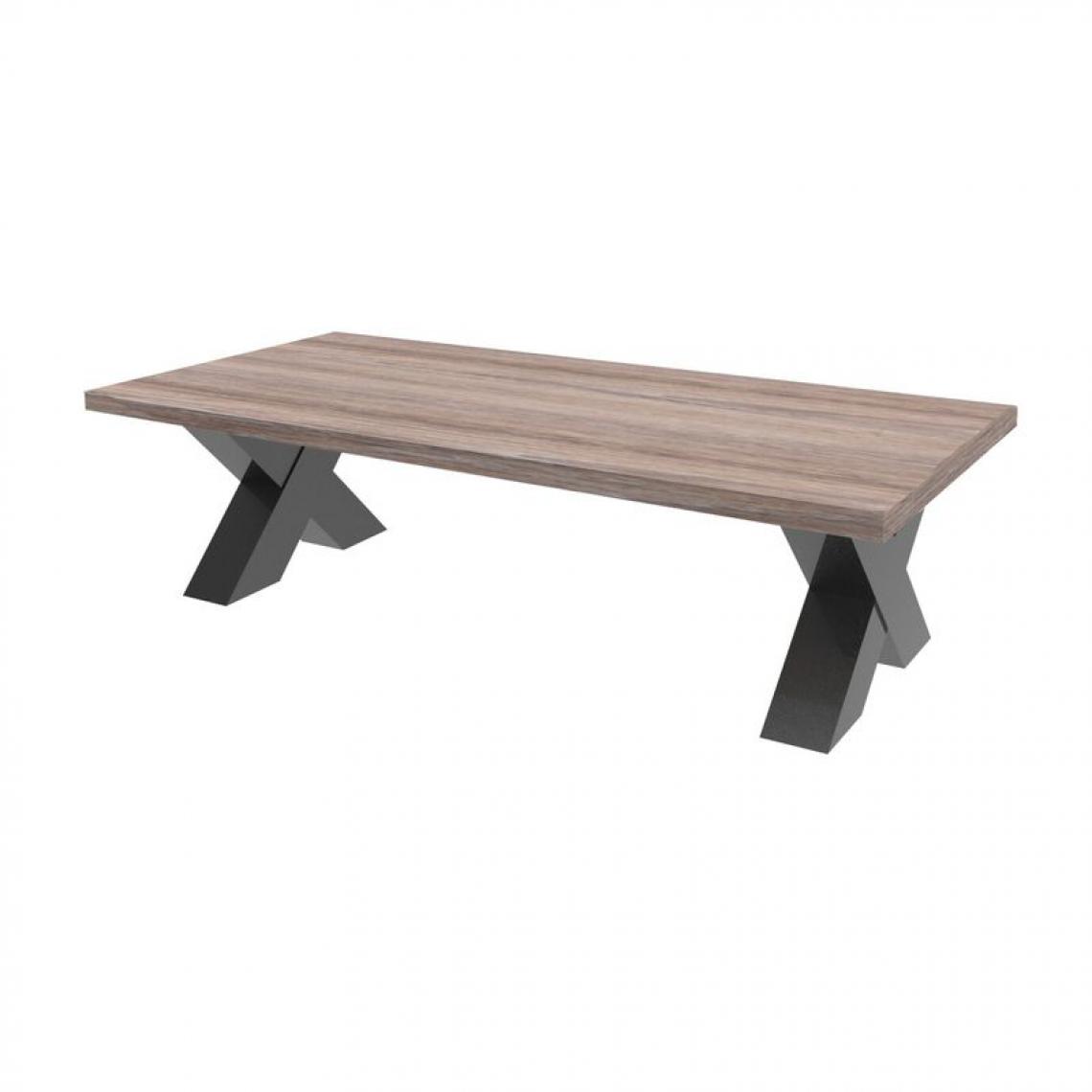 But - Table basse rectangle pieds X ATELIER Chêne millenium brun foncé - Tables basses