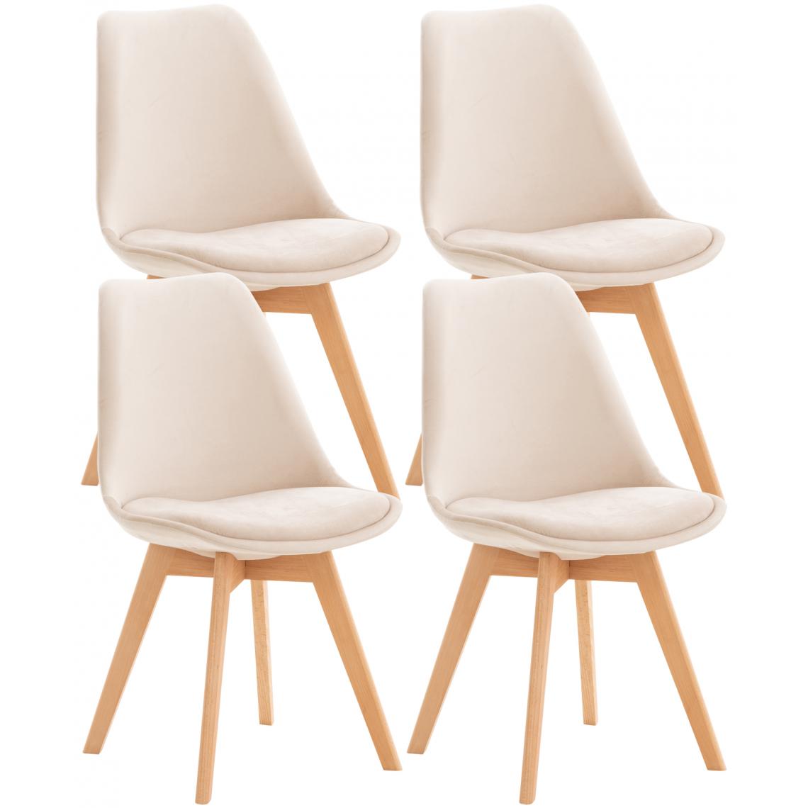 Icaverne - Chic Lot de 4 chaises collection Oulan-Bator velours couleur beige - Tabourets
