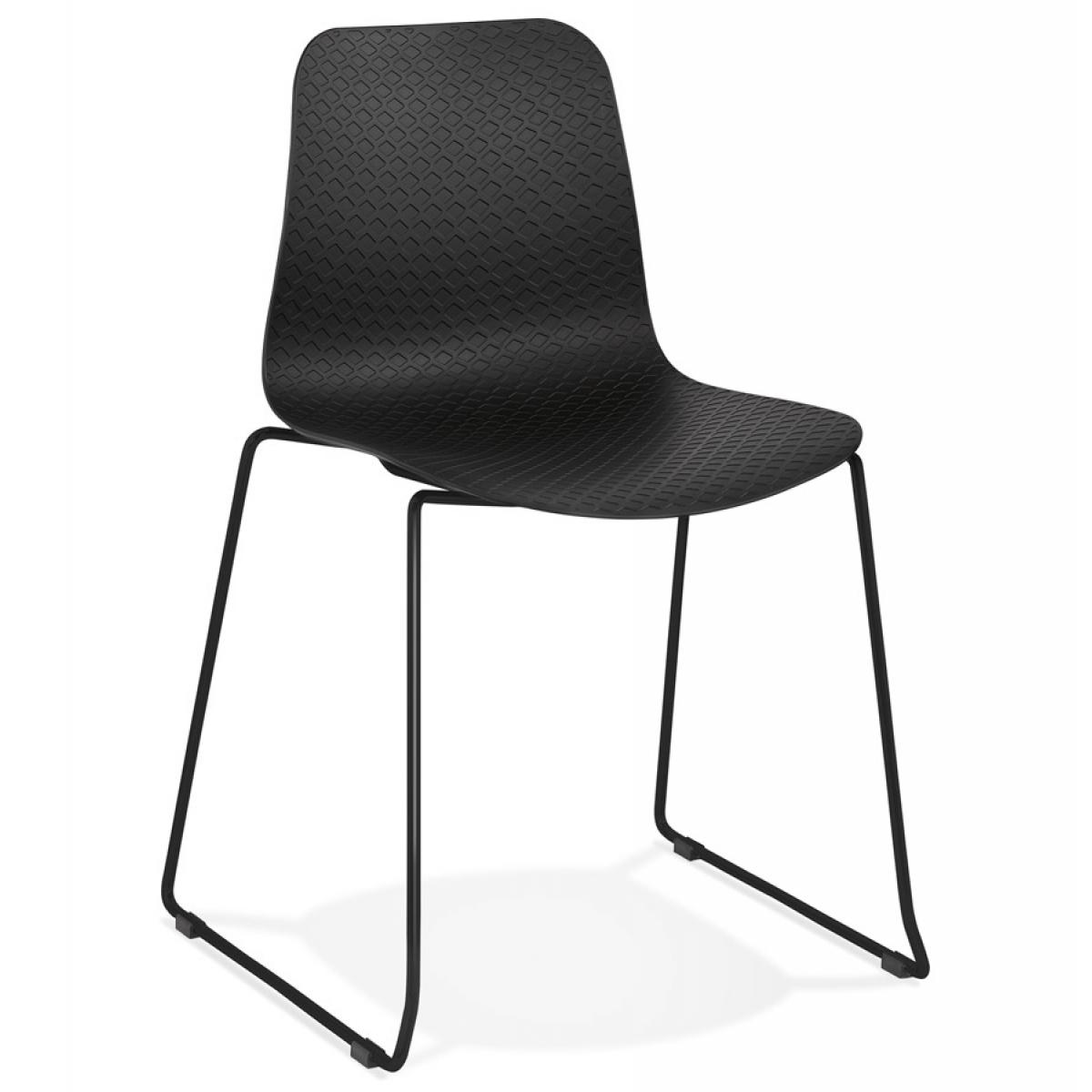 Alterego - Chaise moderne 'EXPO' noire avec pieds en métal noir - Chaises
