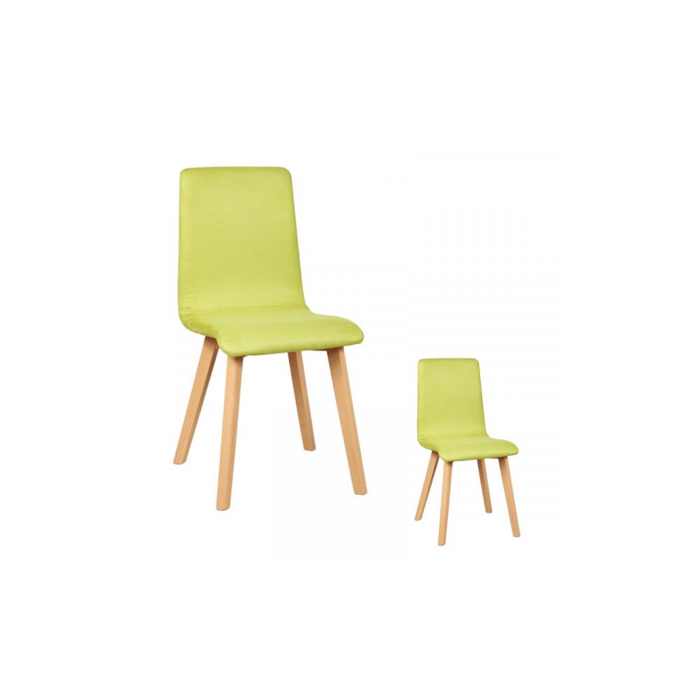 Dansmamaison - Duo de chaises Microfibre Verte - VALONTE - L 42 x l 42 x H 89 cm - Chaises