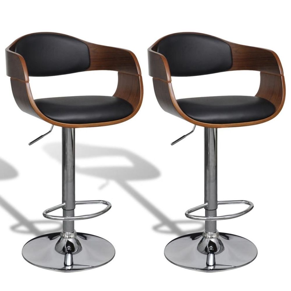 Helloshop26 - Lot de deux tabourets de bar design chaise siège avec dossier cuir synthétique 1202186 - Tabourets