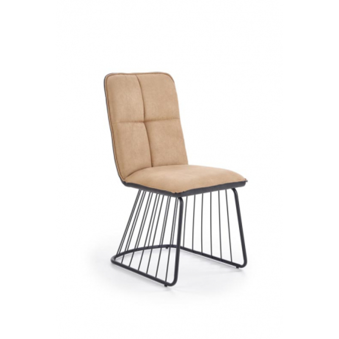Carellia - EVA Lot de 4 chaises en cuir synthétique - Marron clair/Noir - Chaises