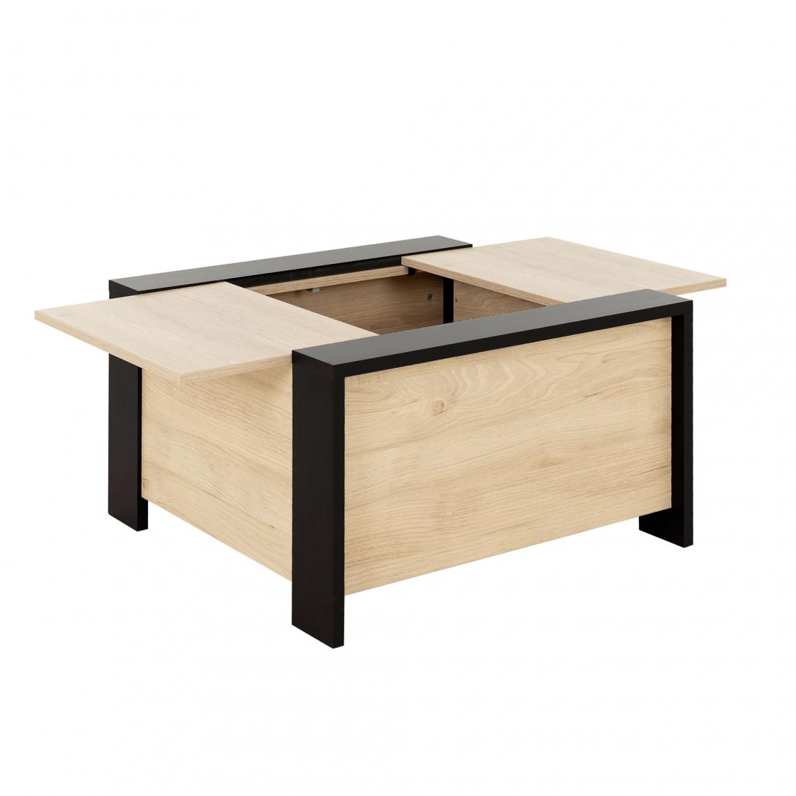 Gami - Table basse avec coffre 78x78x44 cm décor chêne et noir - Tables basses