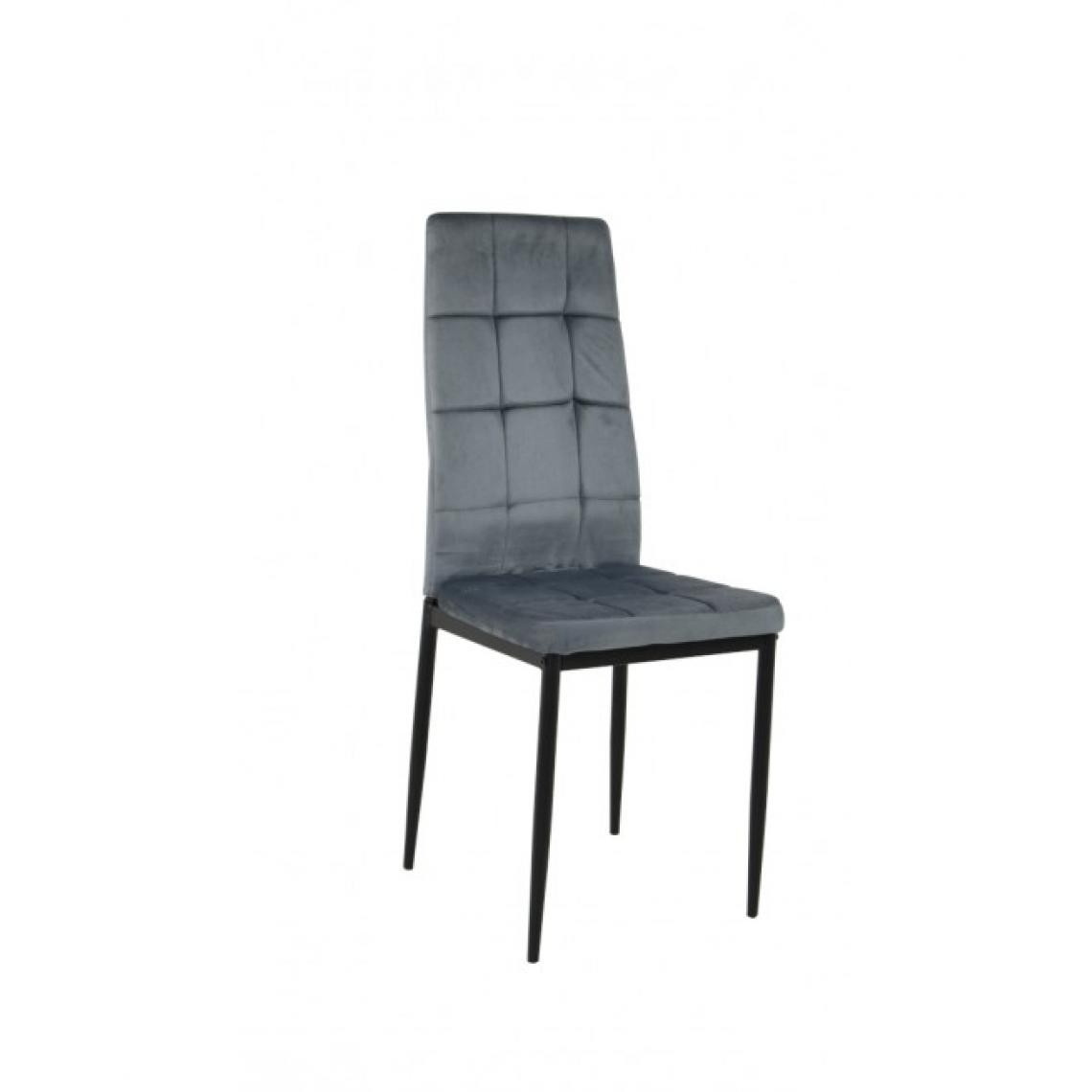 Hucoco - VELA - Chaise rembourrée en velours style moderne salle à manger - 40x98x40 cm - Cadre en métal - Gris - Chaises