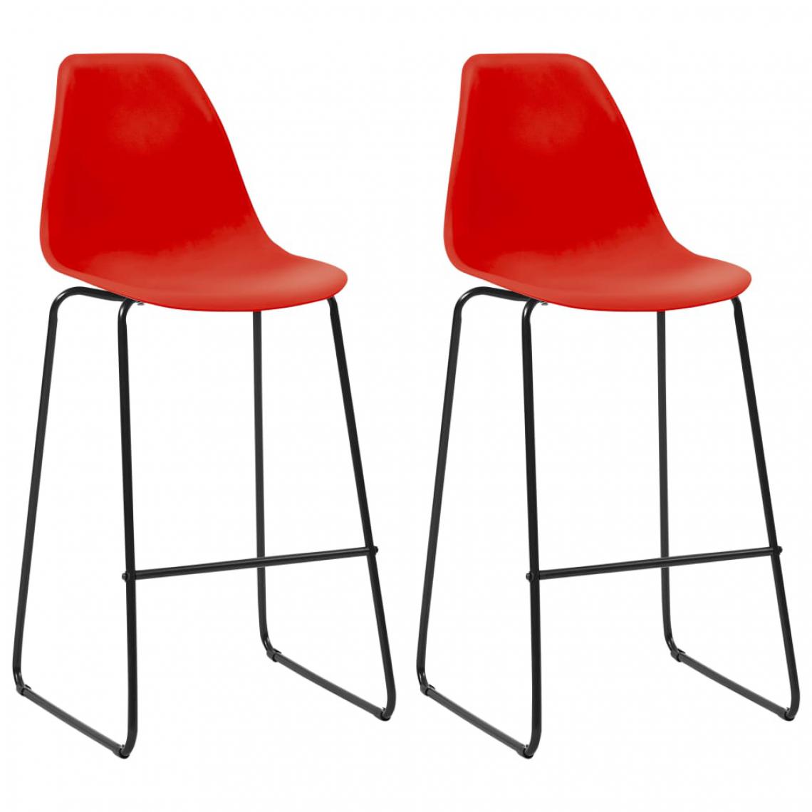Icaverne - Admirable Fauteuils et chaises famille Malabo Chaises de bar 2 pcs Rouge Plastique - Tabourets