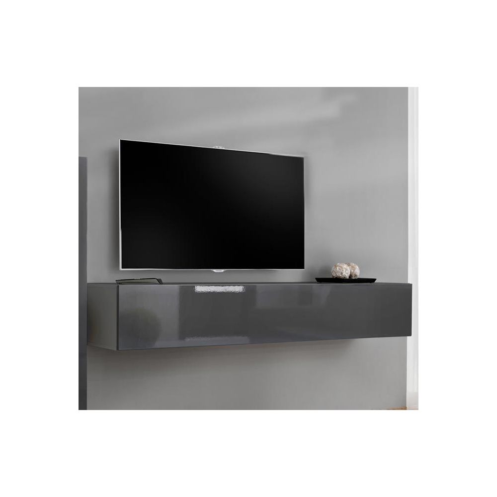 Design Ameublement - Meuble TV modèle Berit 180x30 couleur gris - Meubles TV, Hi-Fi