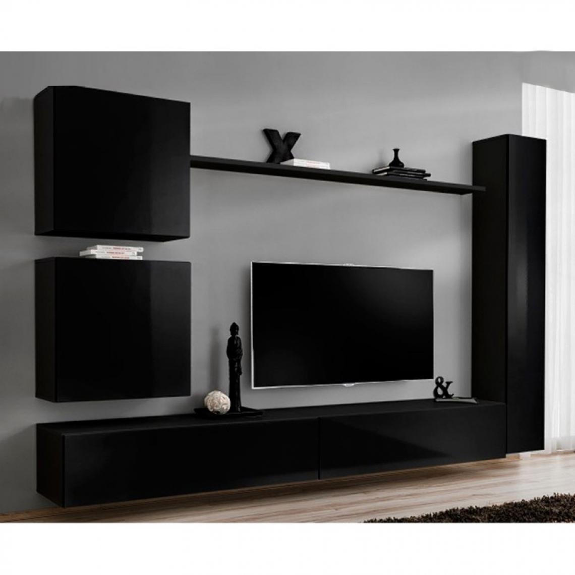 Ac-Deco - Meuble TV Mural Design Switch VIII 280cm Noir - Meubles TV, Hi-Fi