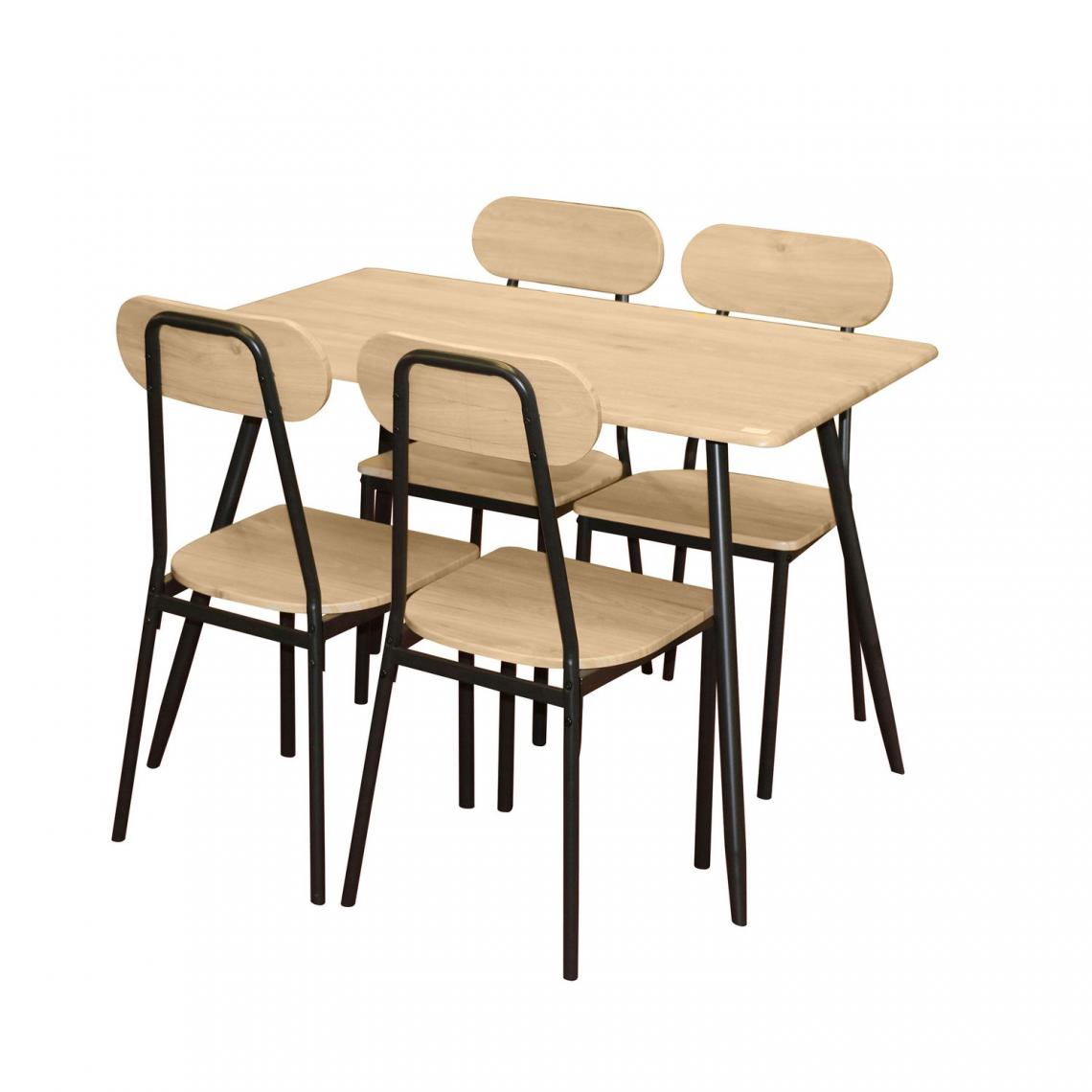 Toilinux - Table à manger Friends et ses 4 chaises - Bois et noir - Tables à manger