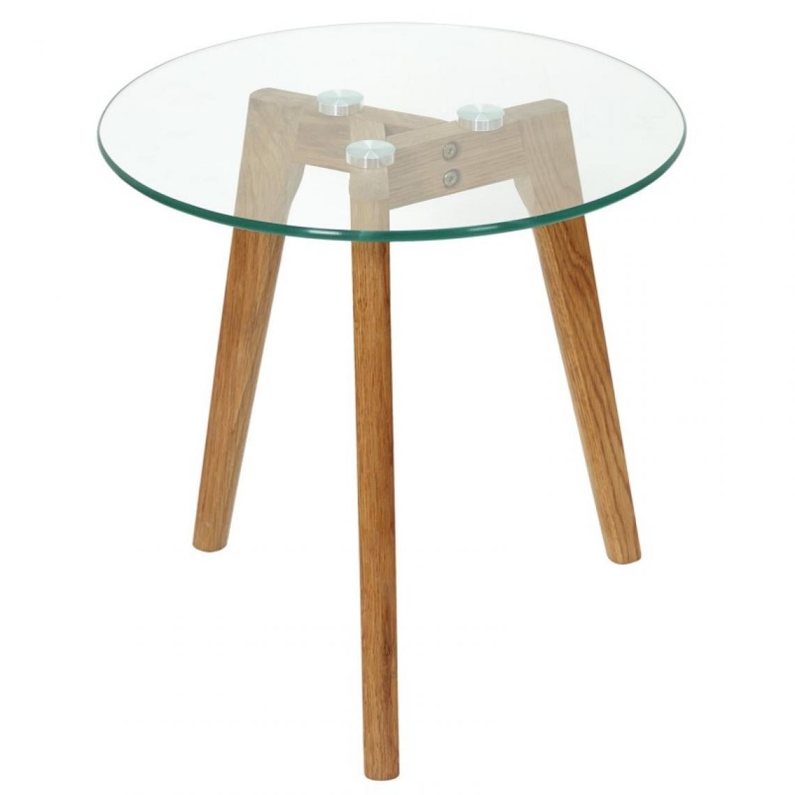 Sans Marque - Table basse D40 en verre et pieds métal effet bois - Naturel - Tables basses