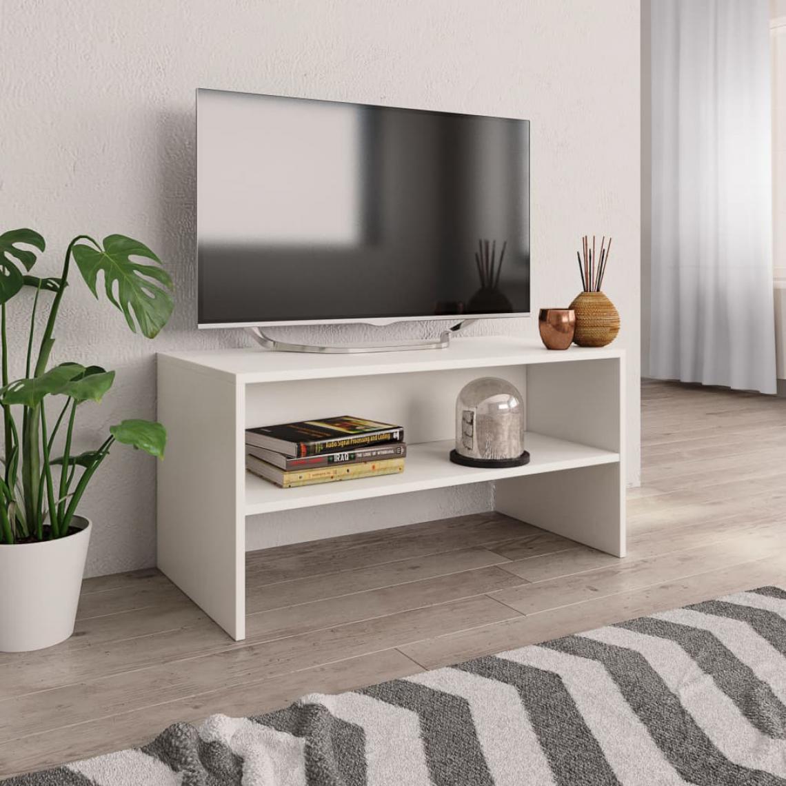Chunhelife - Meuble TV Blanc 80 x 40 x 40 cm Aggloméré - Meubles TV, Hi-Fi