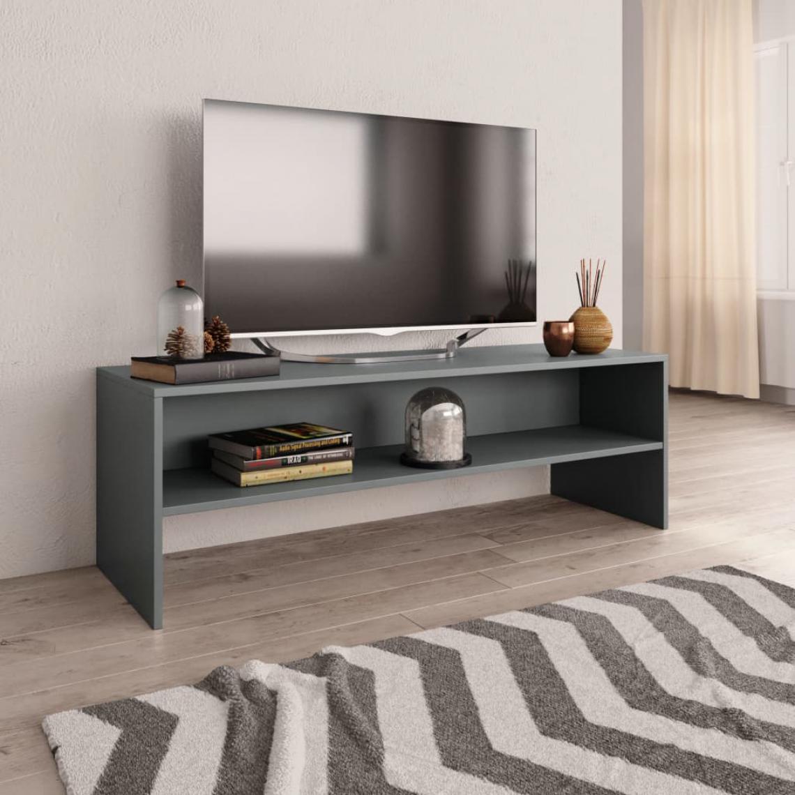 Chunhelife - Meuble TV Gris 120 x 40 x 40 cm Aggloméré - Meubles TV, Hi-Fi
