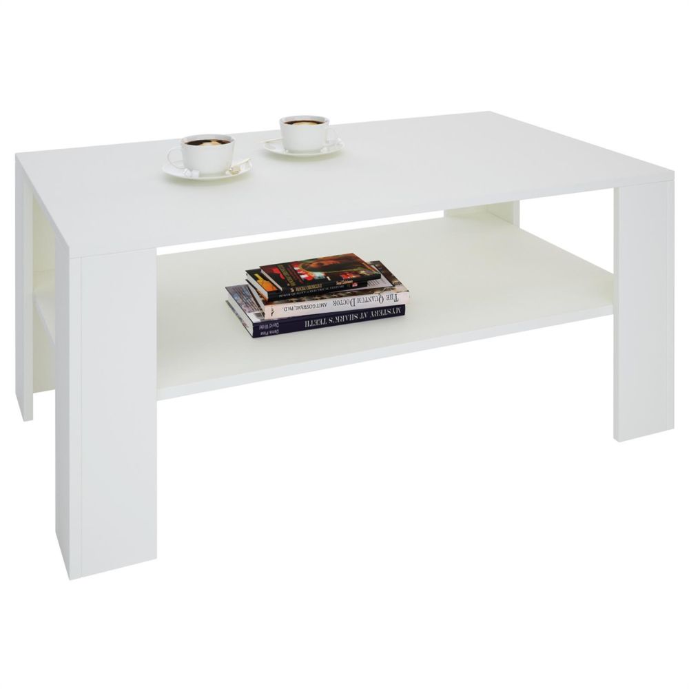 Idimex - Table basse LORIENT, en mélaminé blanc mat - Tables basses