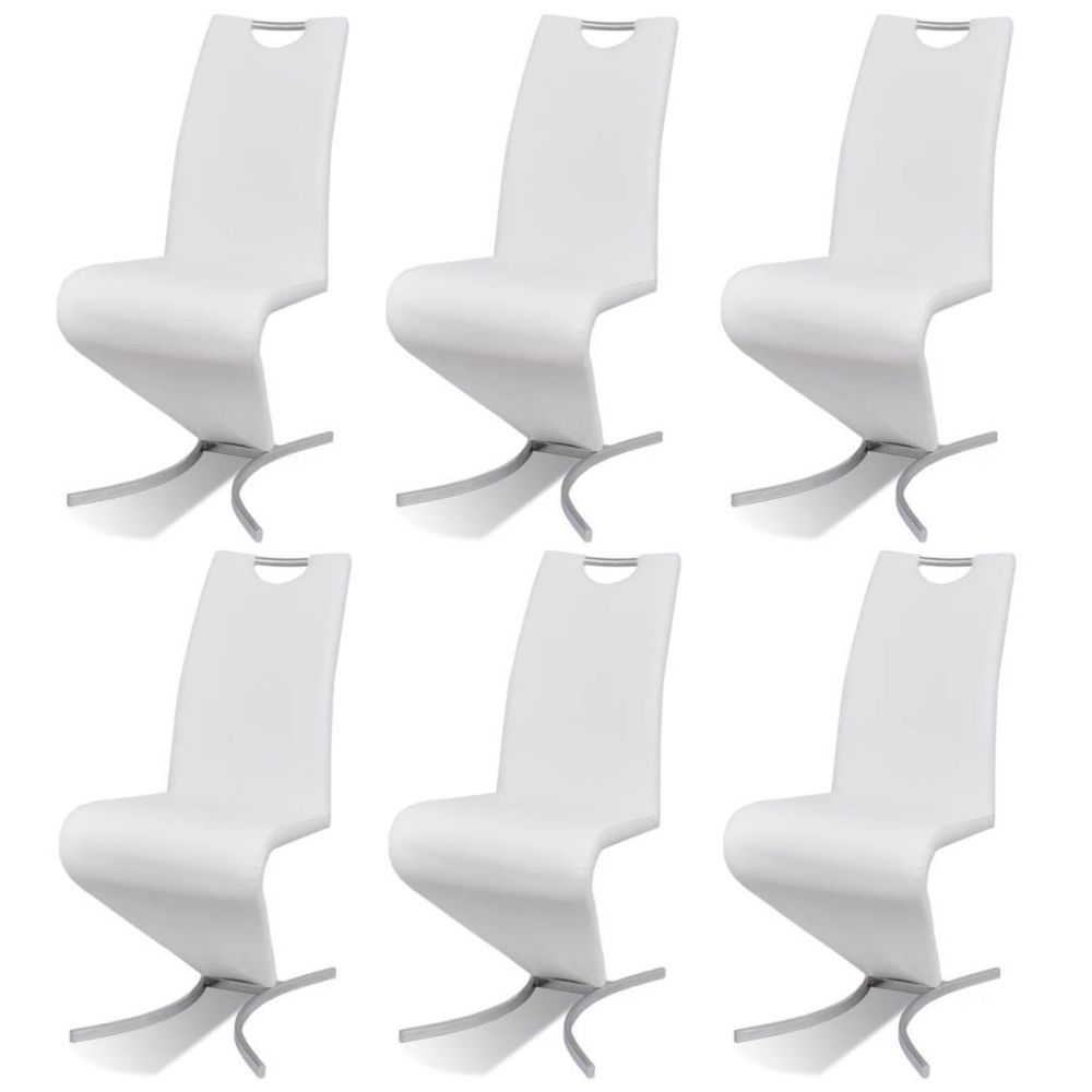 marque generique - Icaverne - Chaises de cuisine et de salle à manger ensemble Chaise de salle à manger 6pcs Cantilever Cuir synthétique Blanc - Chaises