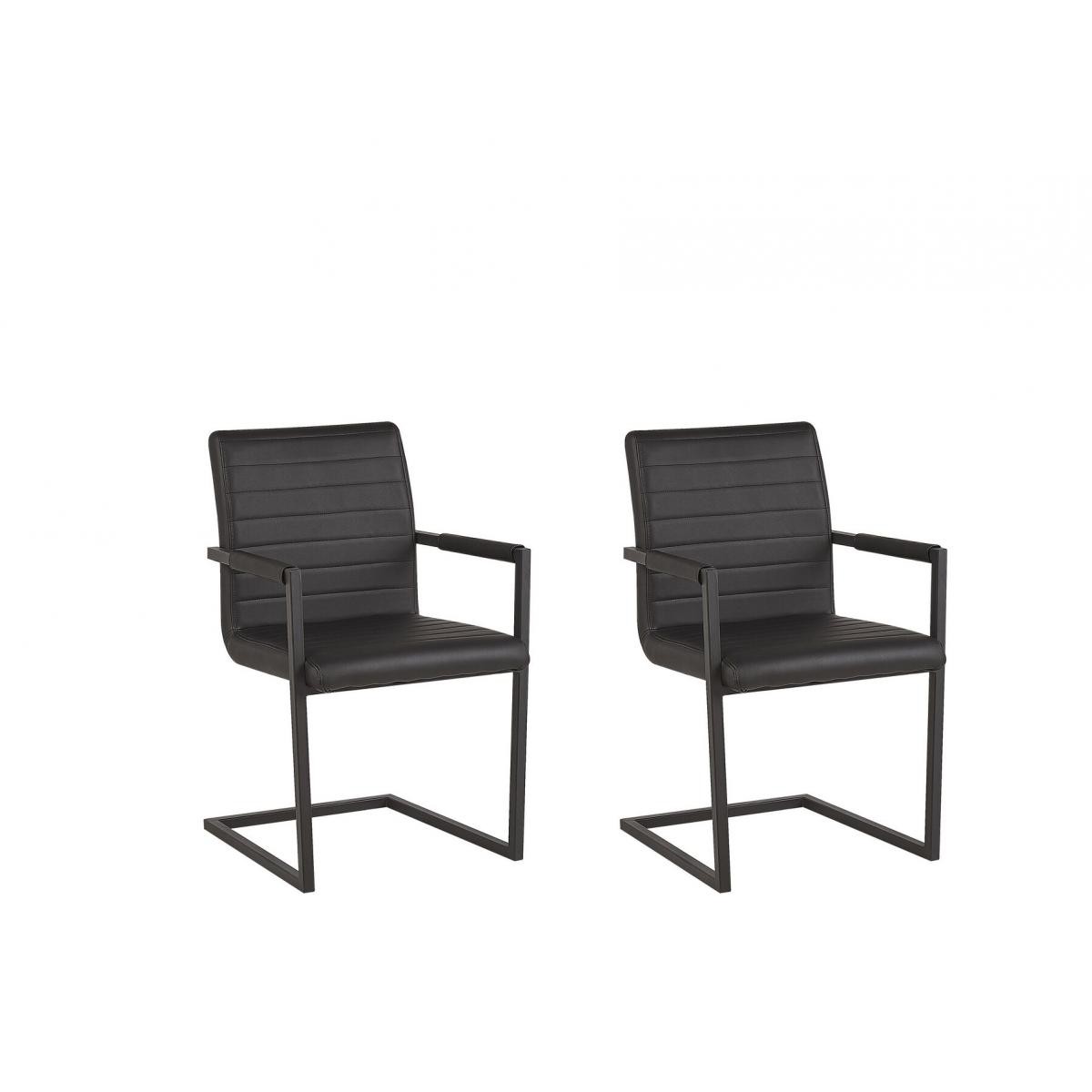 Beliani - Beliani Lot de 2 chaises de salle à manger en simili-cuir noir - - Chaises