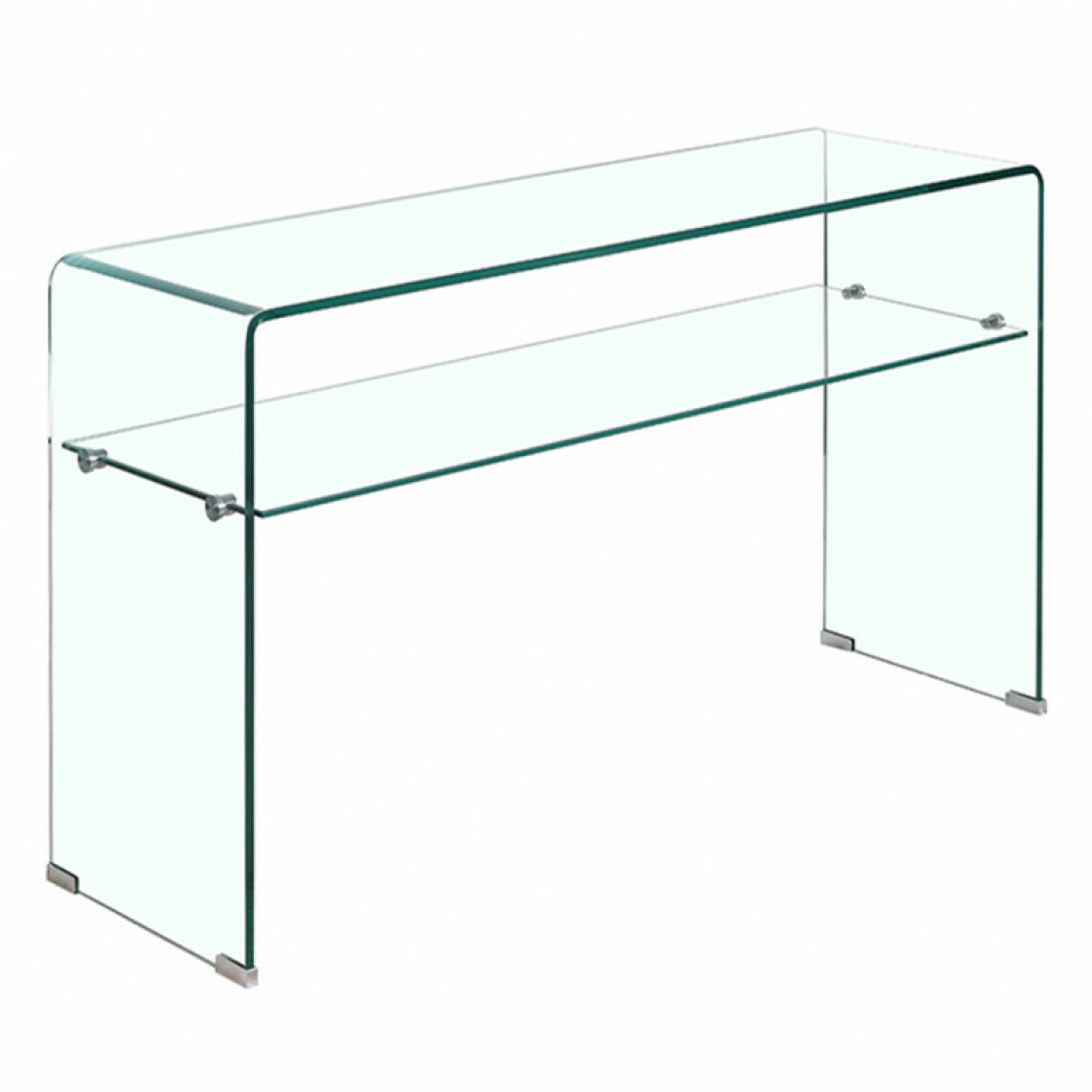 Meubletmoi - Console rectangulaire L100 cm en verre trempé et étagère vitrée - ICE - Consoles