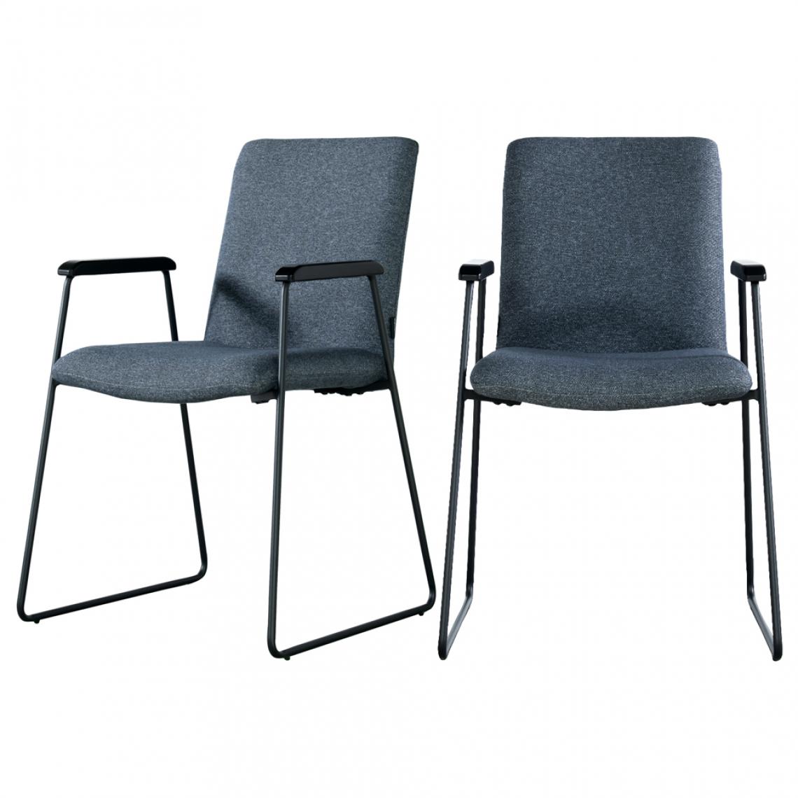 Selsey - Lot de 2 chaises tapissées - ALAKE - avec accoudoirs - bleu - Chaises