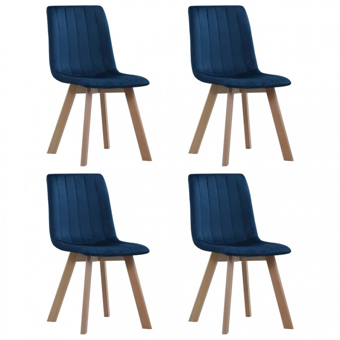 Icaverne - Moderne Fauteuils et chaises Bucarest Chaises de salle à manger 4 pcs Bleu Velours - Chaises