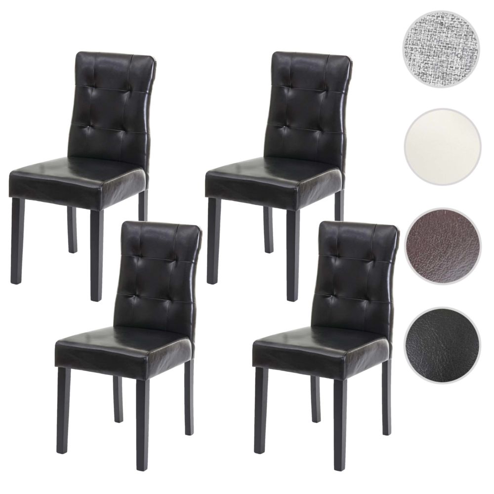 Mendler - 4x chaise de salle à manger HWC-E58, fauteuil ~ similicuir noir, pieds foncés - Chaises