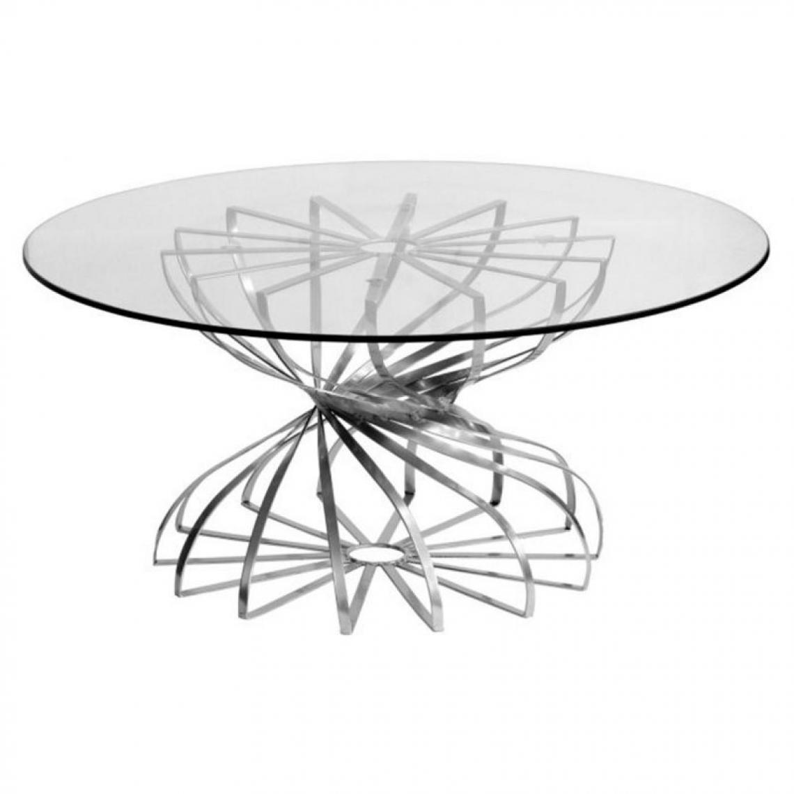 Paris Prix - Table Basse Ronde Design Nador 81cm Argent - Meubles TV, Hi-Fi