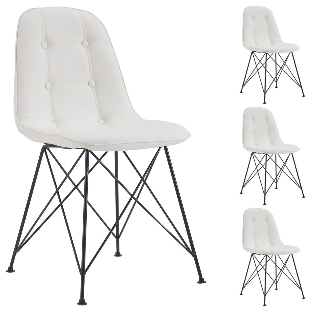 Idimex - Lot de 4 chaises IMRAN, en synthétique blanc - Chaises