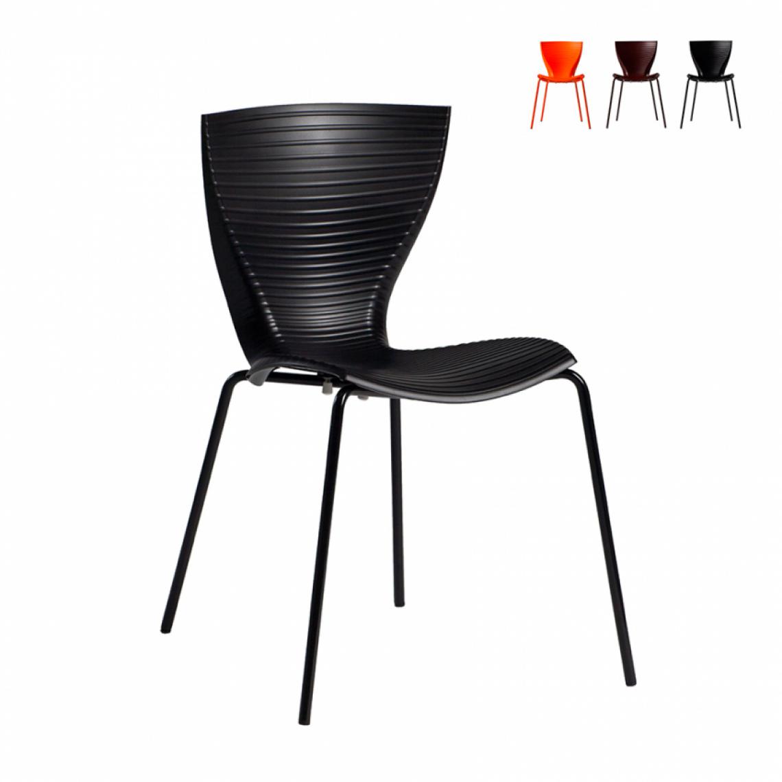 Slide - Chaises au design moderne Slide Gloria pour bar cuisine restaurant et jardin, Couleur: Noir - Chaises