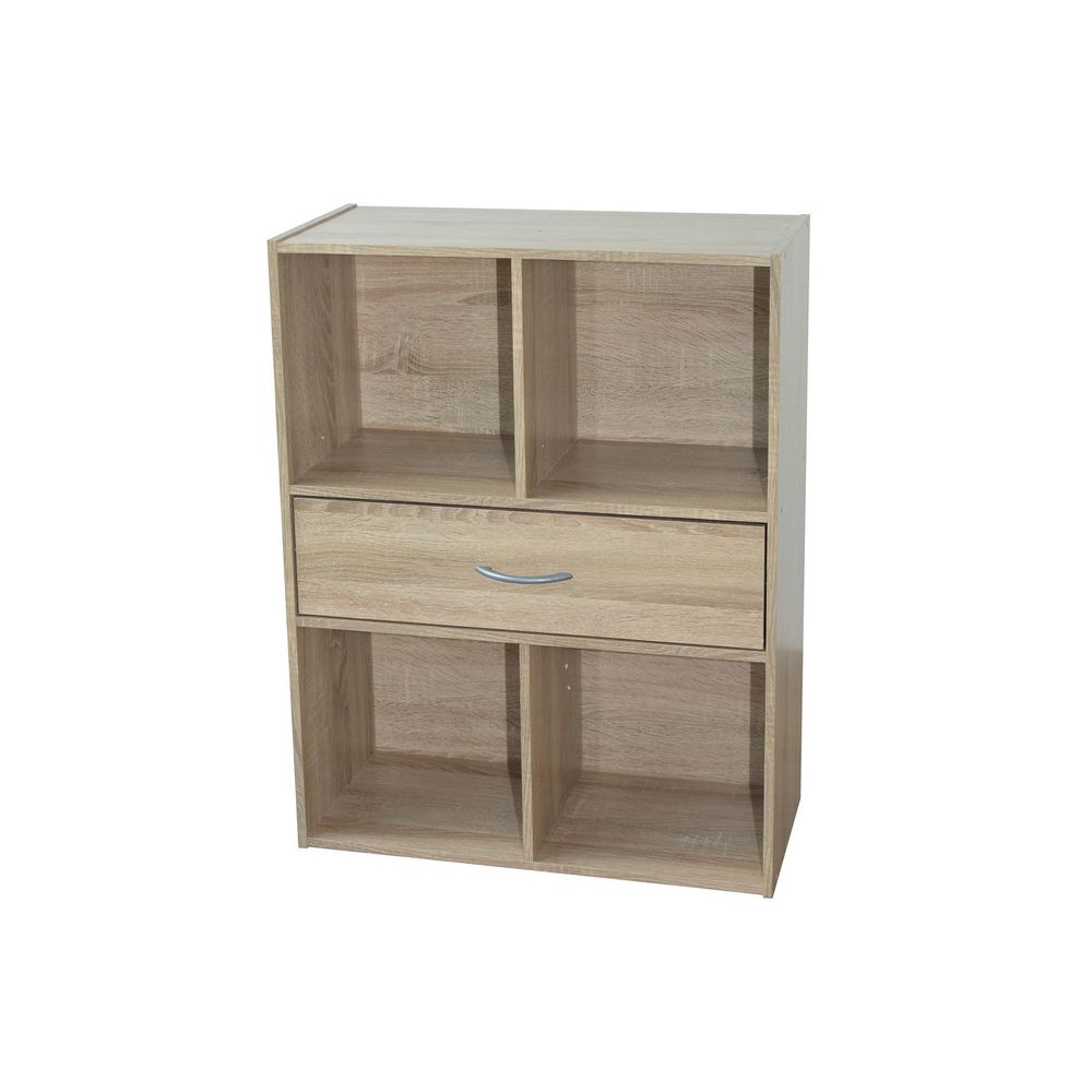 marque generique - Etagère cube en bois H80cm L61.5cm avec tiroir et niches COMPO - Etagères