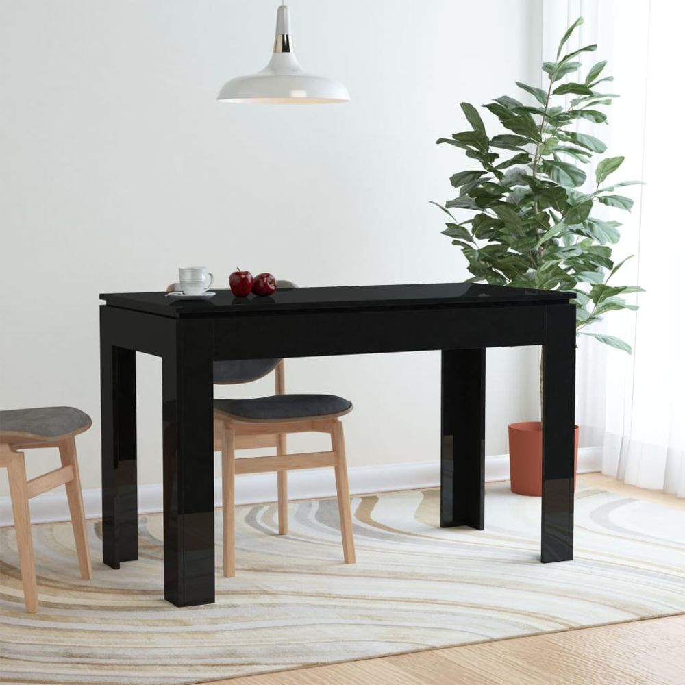 Vidaxl - vidaXL Table de salle à manger Noir brillant 120x60x76 cm Aggloméré - Tables à manger