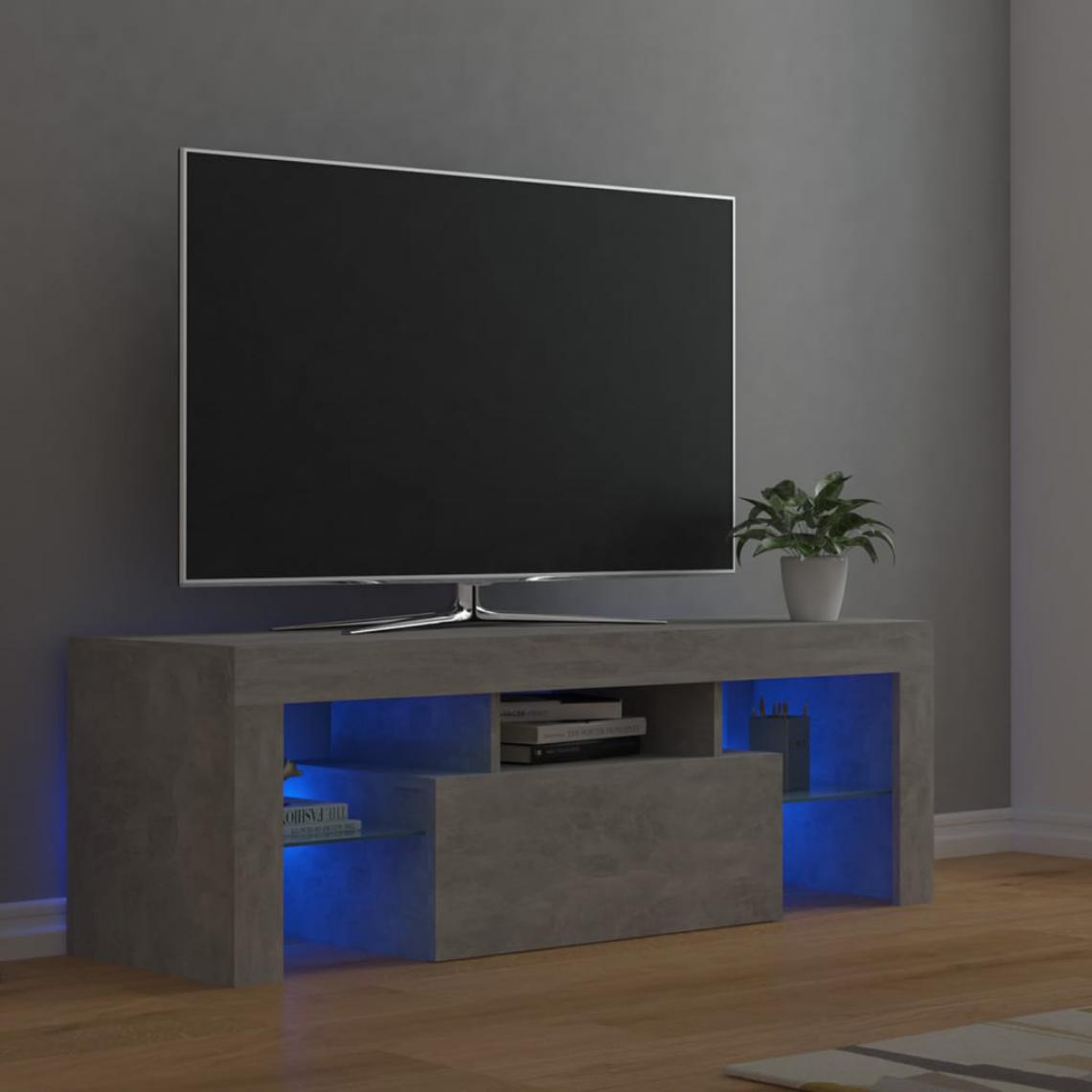 Vidaxl - vidaXL Meuble TV avec lumières LED Gris béton 120x35x40 cm - Meubles TV, Hi-Fi