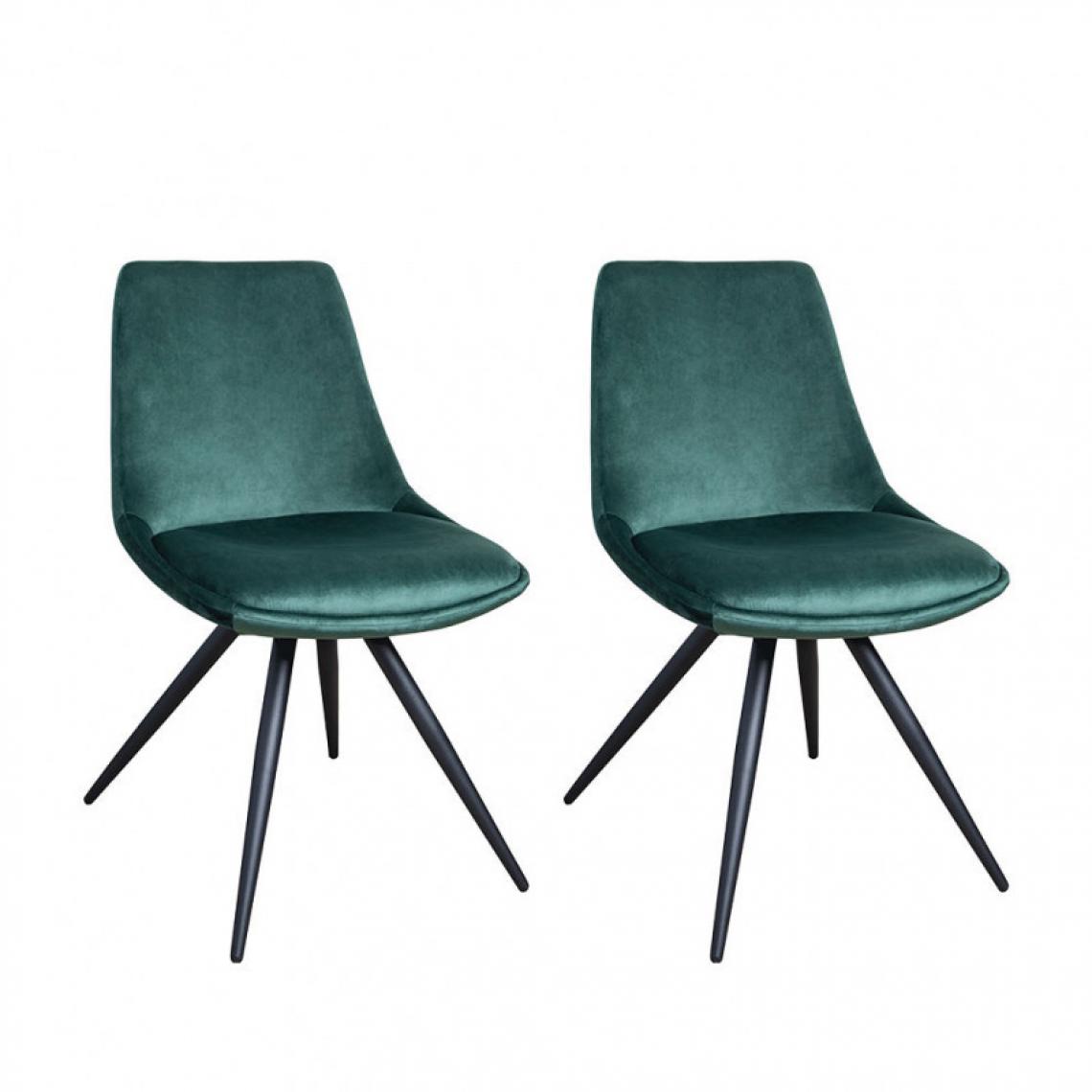 Meubletmoi - Lot de 2 chaises en velours vert canard - LOUNA - Chaises