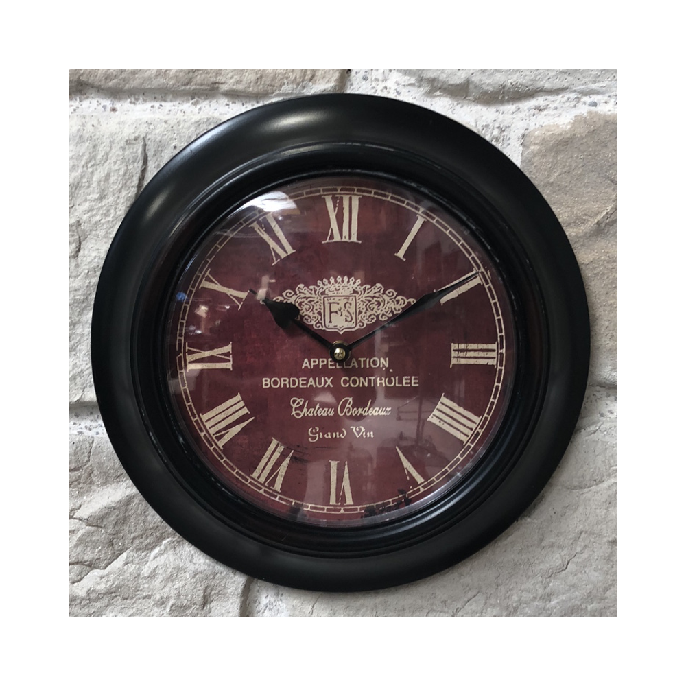 L'Originale Deco - Horloge Murale Château Bordeaux Contour Fer ø 32 cm - Horloges, pendules