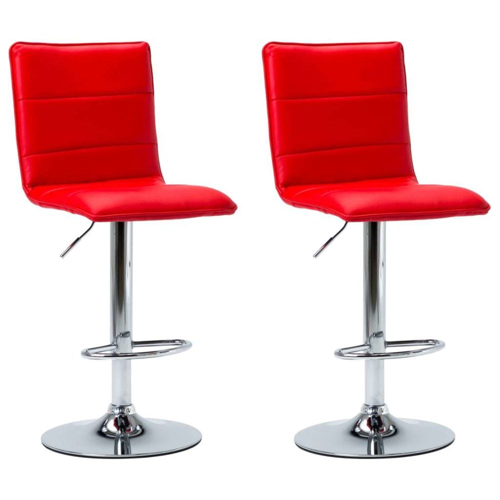 marque generique - Icaverne - Tabourets & chaises de bar famille Chaises de bar 2 pcs Rouge Similicuir - Tabourets