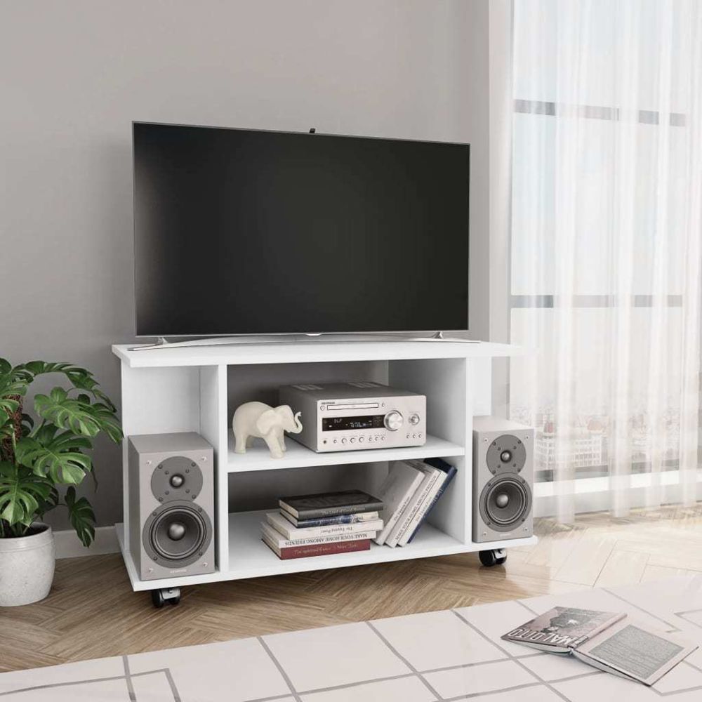 Uco - UCO Meuble TV avec roulettes Blanc 80 x 40 x 40 cm Aggloméré - Meubles TV, Hi-Fi