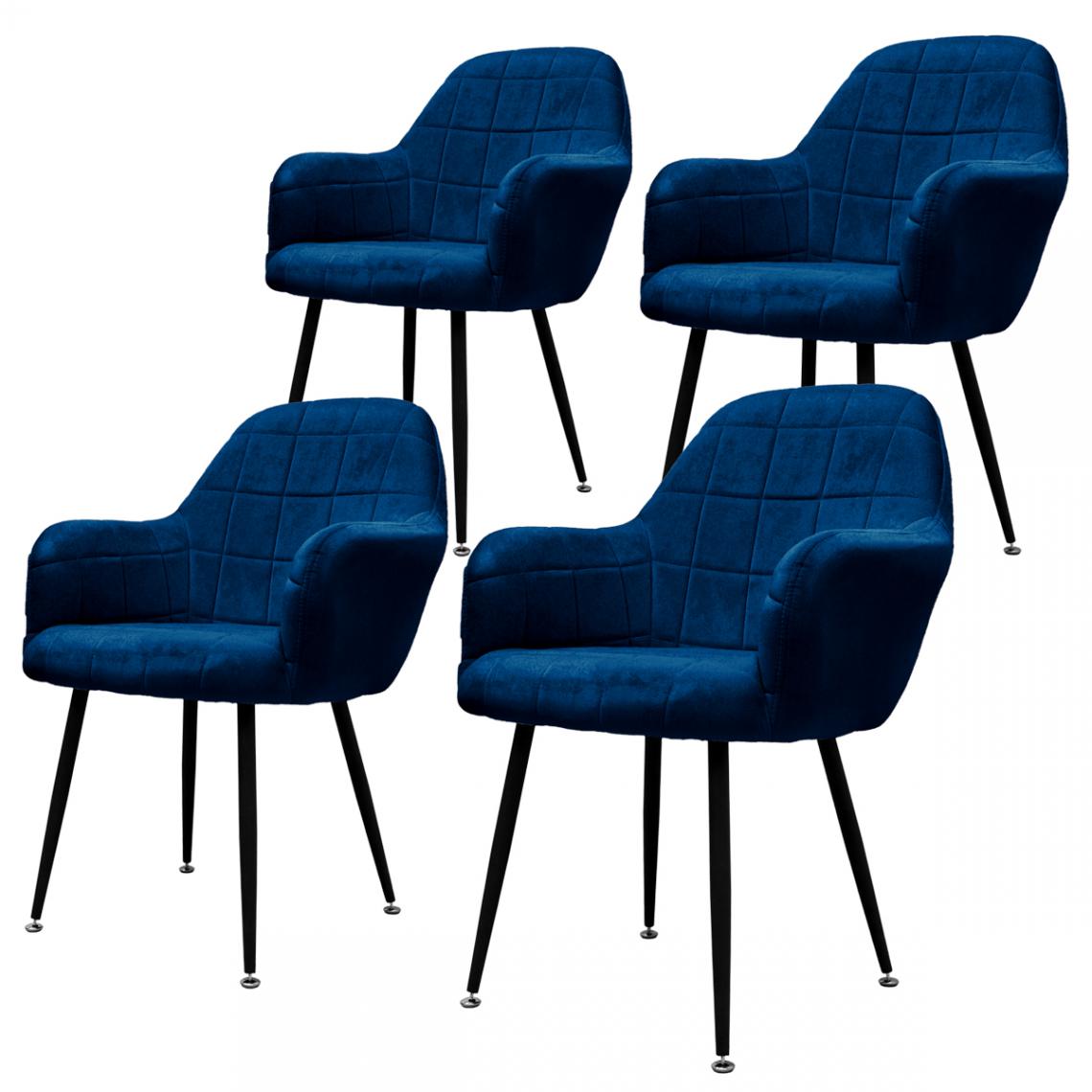 ML-Design - Lot de 4 chaises de salle à manger bleu foncé - Chaises