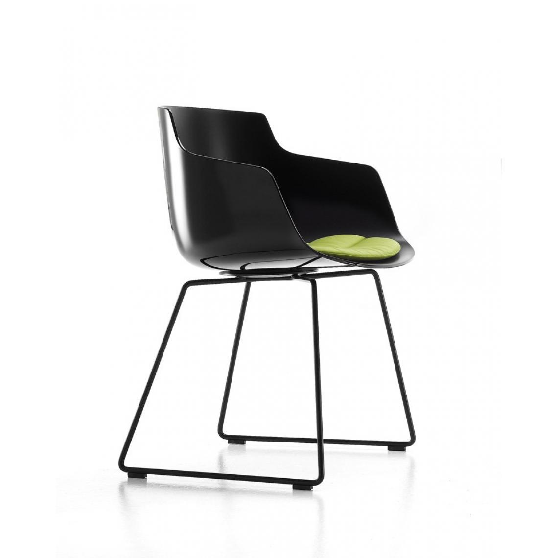 Mdf Italia - Chaise rotative à accoudoirs Flow Slim piètement à patins - noir - gris graphite mat - Chaises