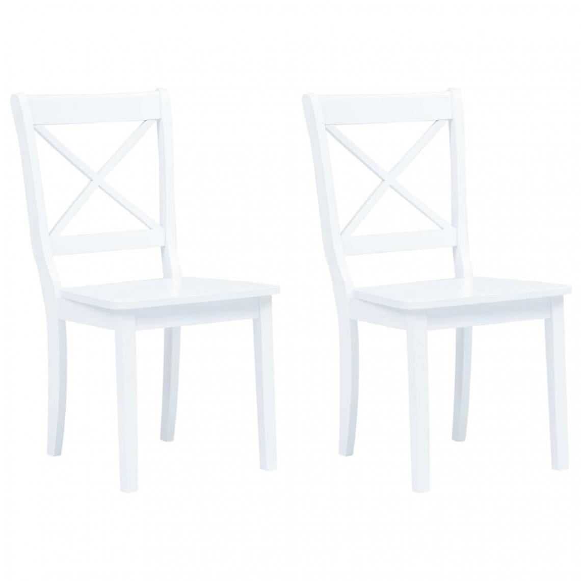 Chunhelife - 2 pcs Chaises de salle à manger Blanc Bois d'hévéa massif - Chaises