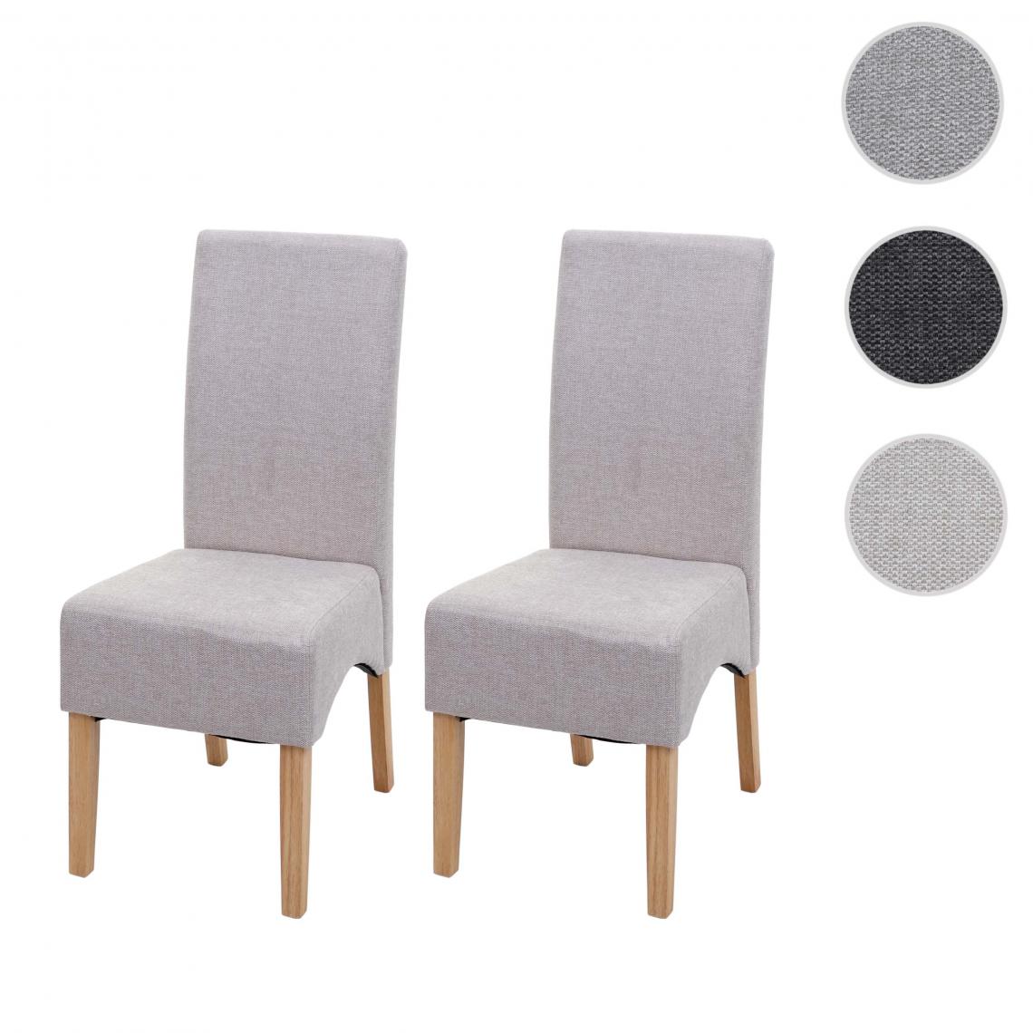 Mendler - 2x chaise à  manger Latina, chaise de cuisine, tissu/textile ~ beige crème, pieds légers - Chaises