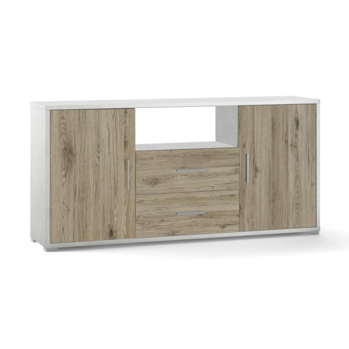 Webmarketpoint - Buffet avec deux portes et deux tiroirs Chêne blanc 174x41x h84 cm - Buffets, chiffonniers