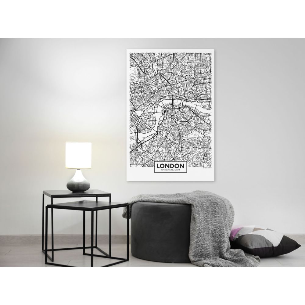 marque generique - 60x90 Tableau Cartes du monde Stylé Map of London (1 Part) Vertical - Tableaux, peintures