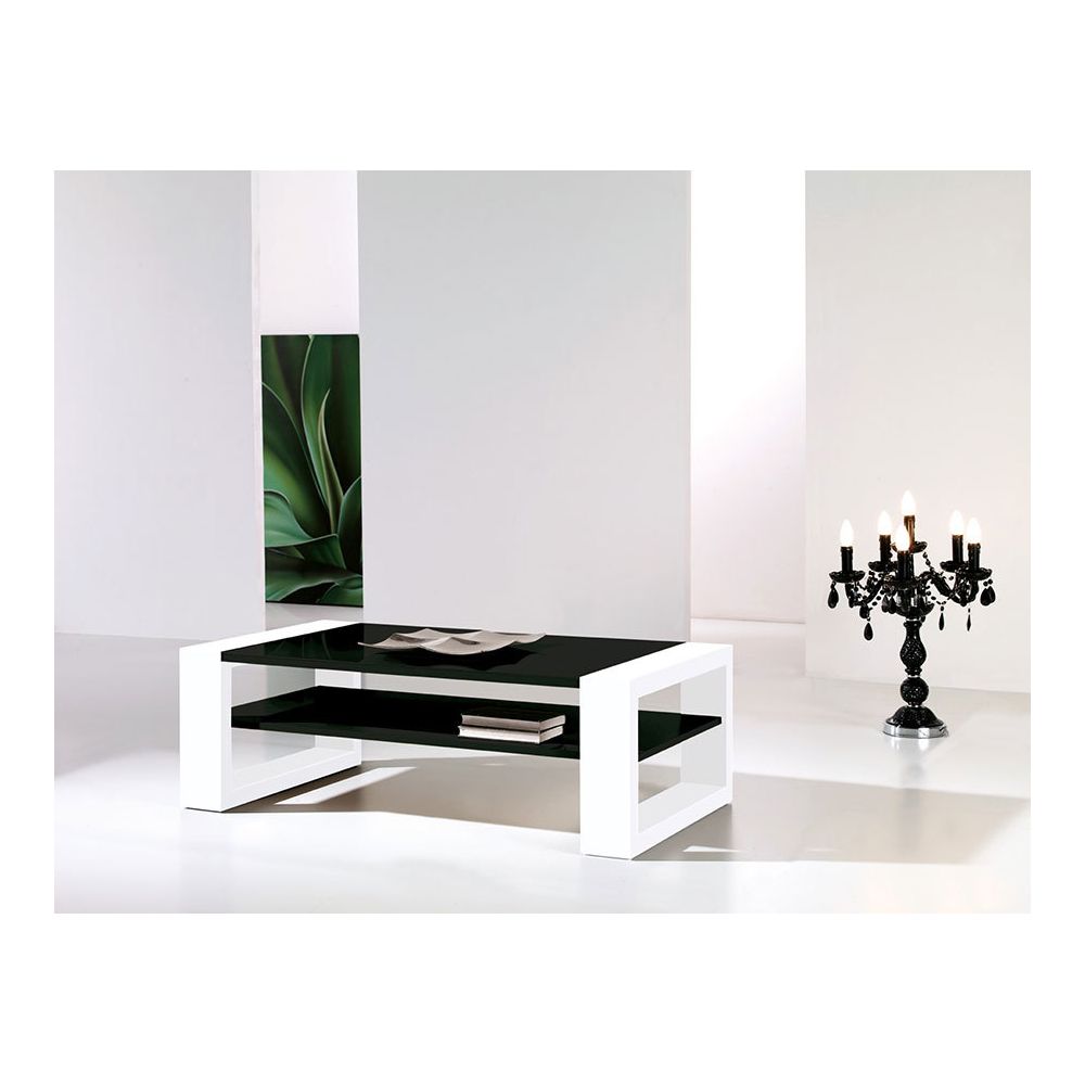 Happymobili - Table basse noir et blanc laqué design CINZIA - Tables basses