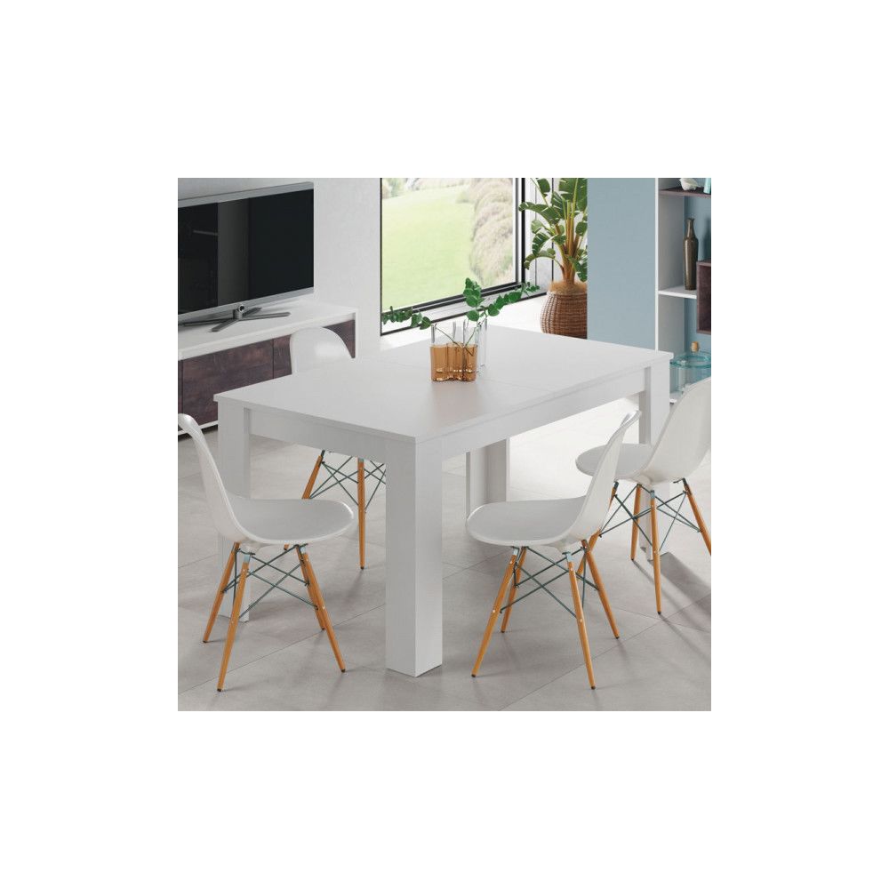 Dansmamaison - Table de repas à allonge Blanc mat - RUYRUY - L 140/190 x l 90 x H 78 cm - Tables à manger