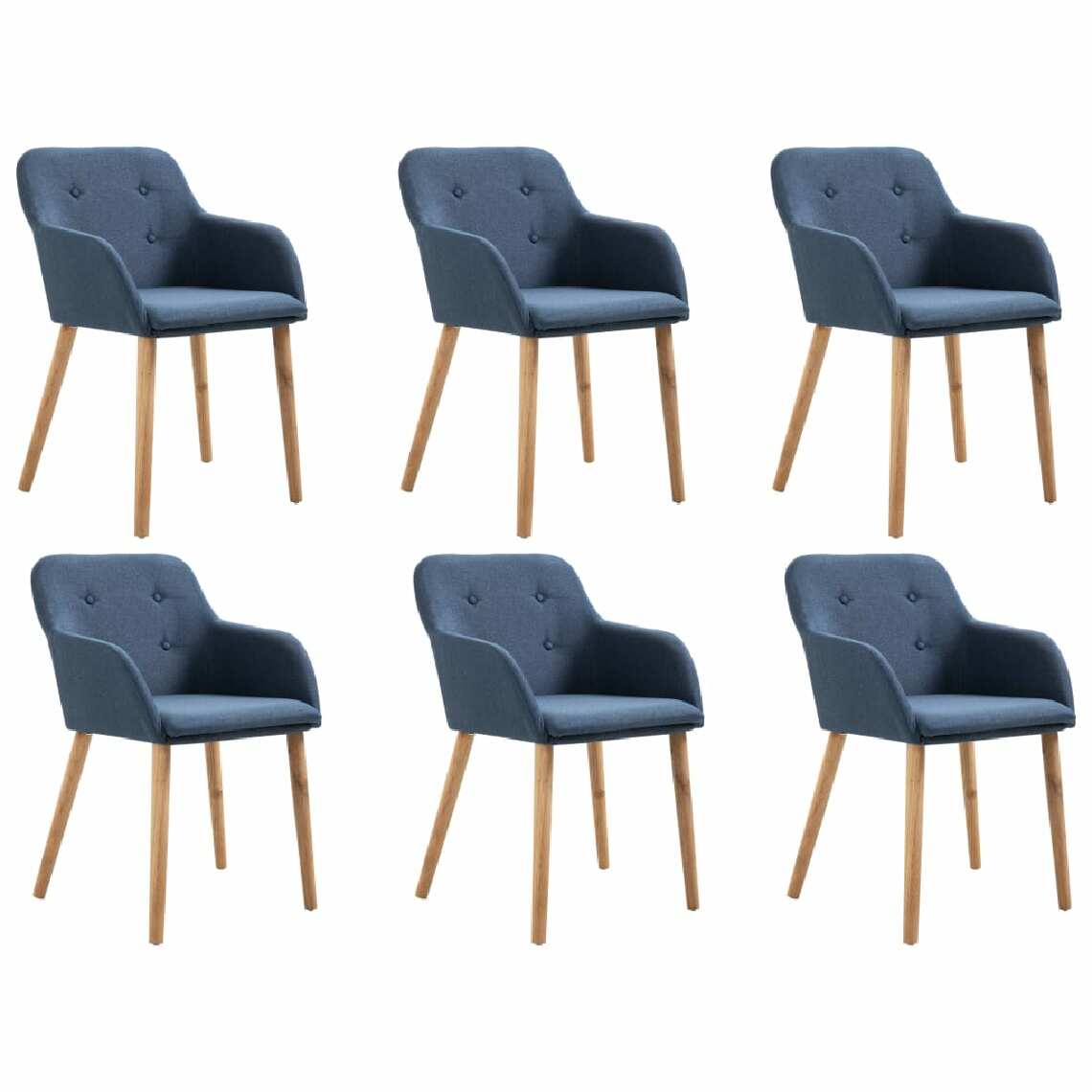 Chunhelife - Chunhelife 6 pcs Chaises de salle à manger Bleu Tissu et chêne massif - Chaises