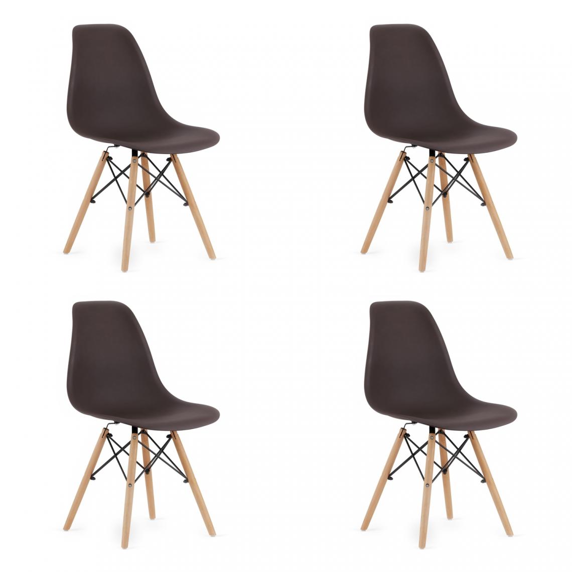 Hucoco - OSATA - Lot de 4 chaises en PP style moderne salon/cuisine - 81x54x46cm - Chaises de salle à manger - Marron - Chaises