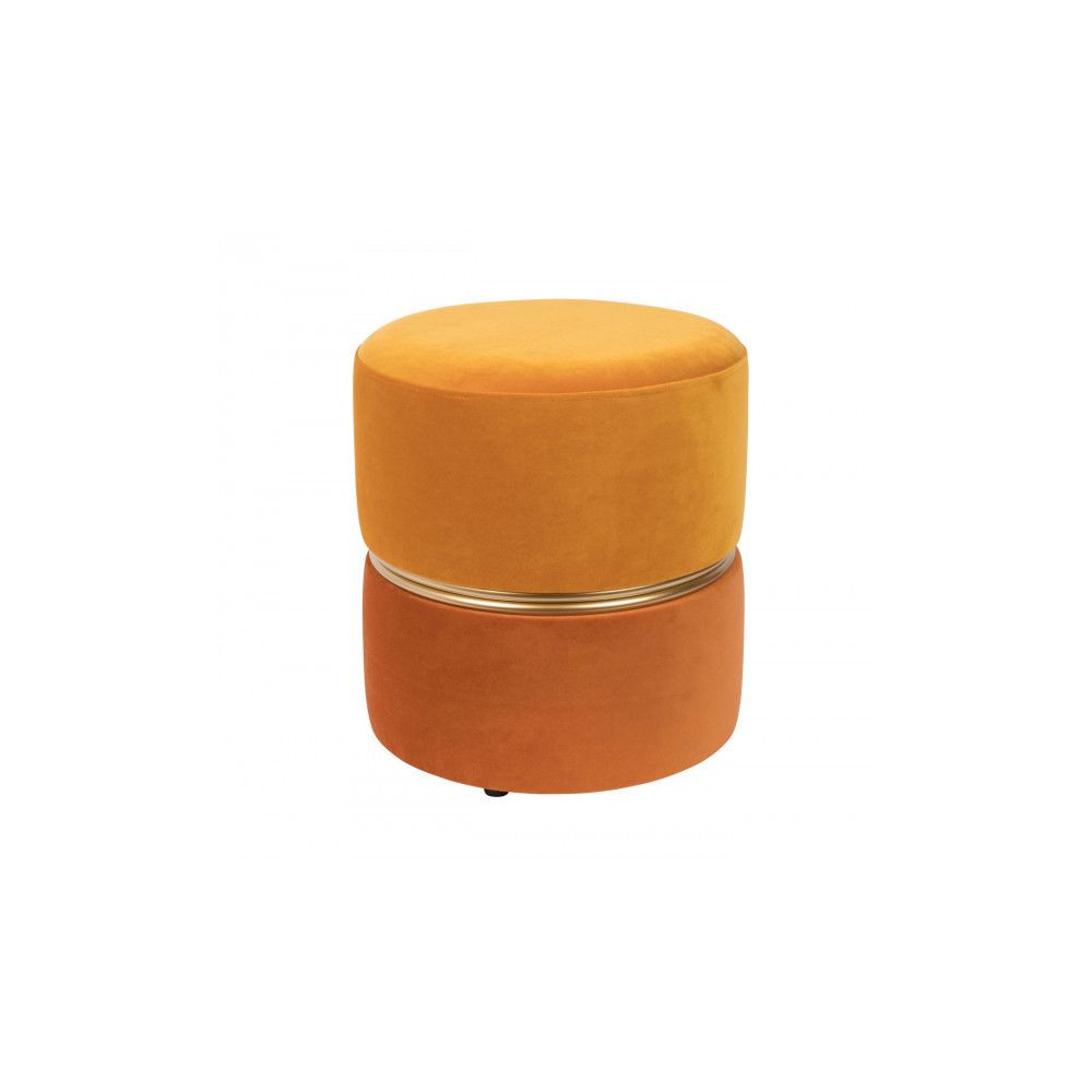 Mathi Design - ART DECO - Tabouret pouf velours orange - Tabourets