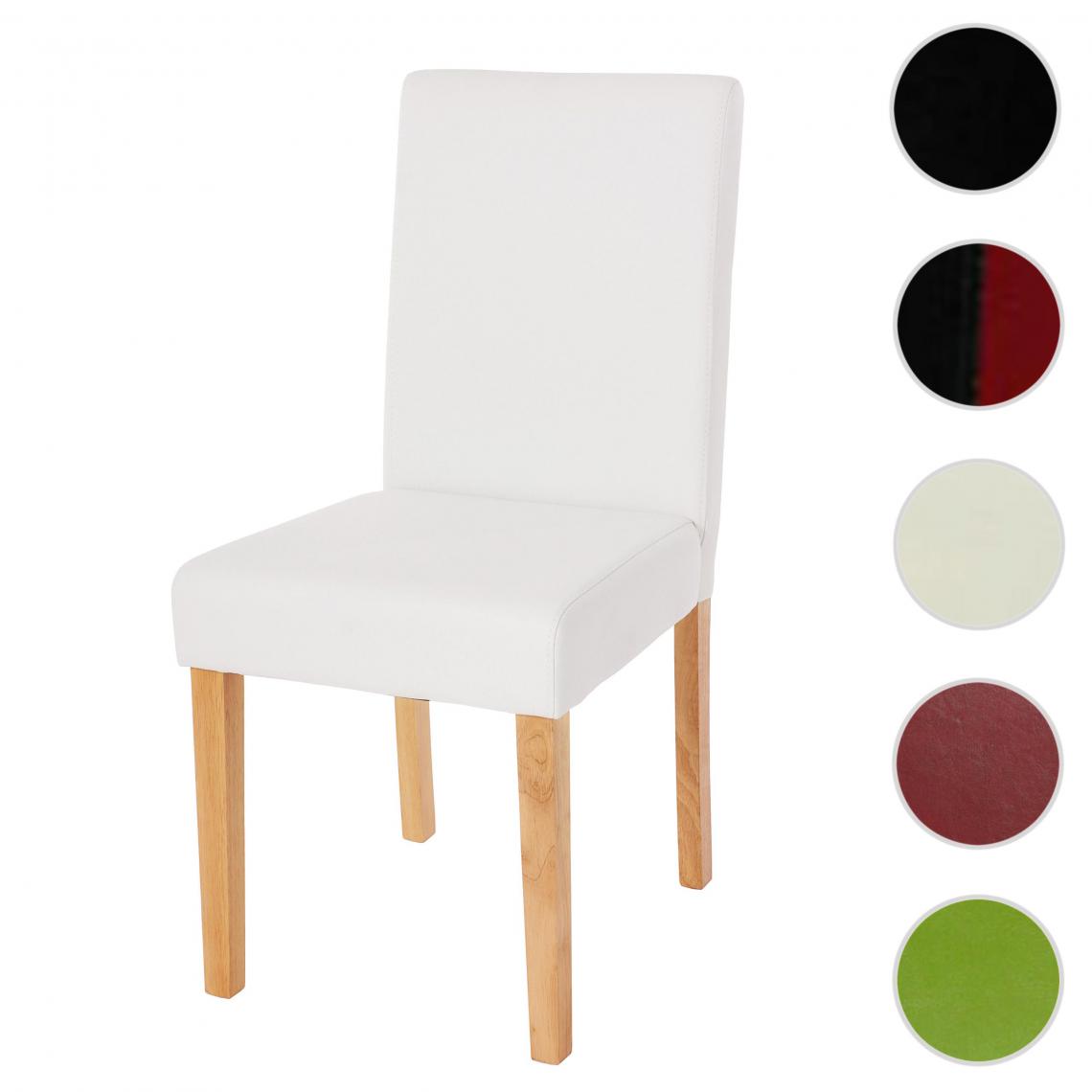 Mendler - Chaise de salle à manger Littau, chaise de cuisine, similicuir ~ blanc mat, pieds foncés - Chaises
