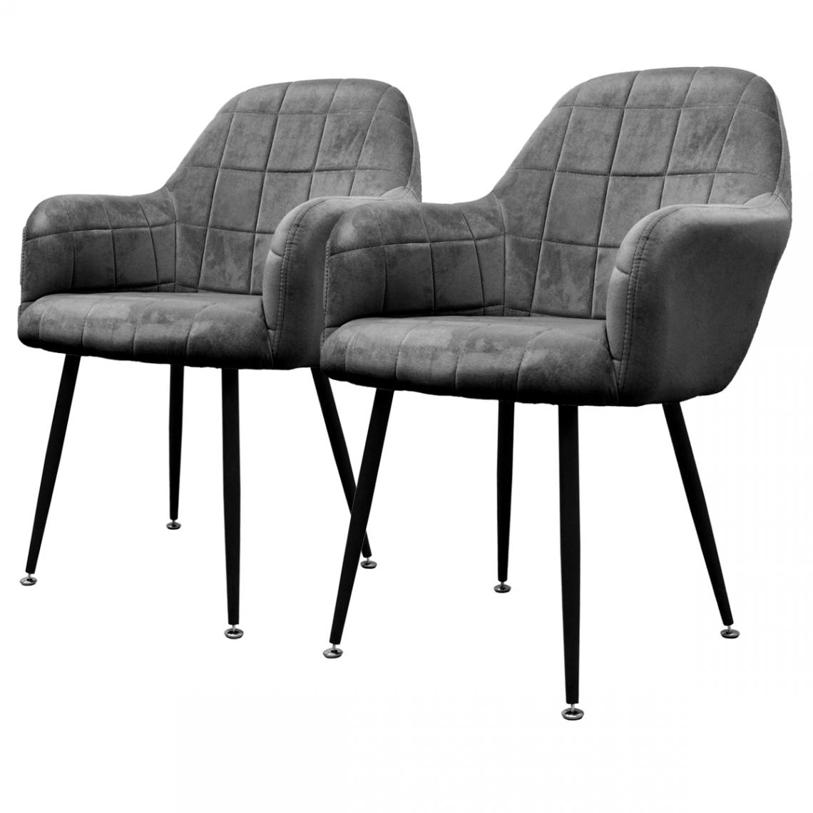Ecd Germany - Chaise salle à manger tendance rétro moderne fauteuil velours pieds métalliques - Chaises