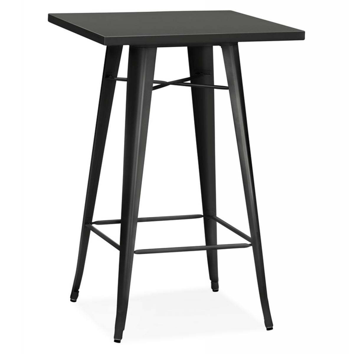 Alterego - Table haute style industriel 'TATY' noire - 70x70 cm - Tables à manger