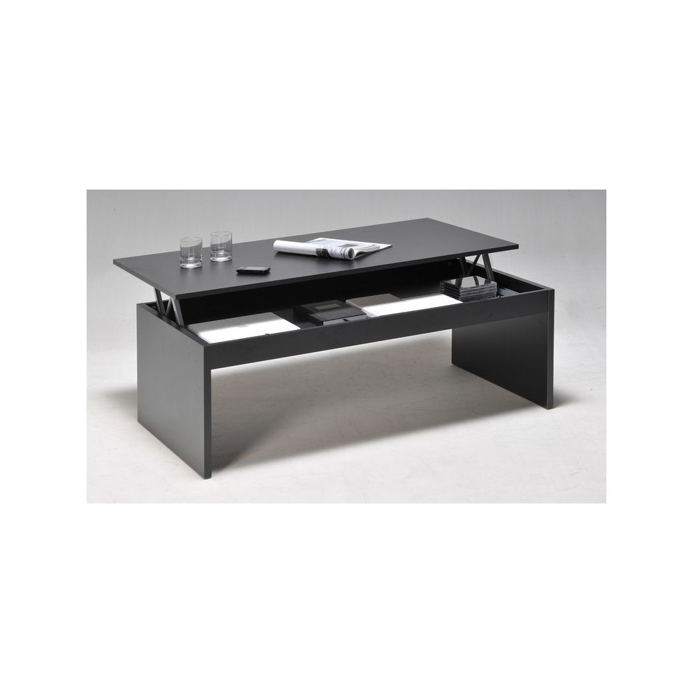 Weber Industries - Table basse relevable rectangulaire en bois noir DARWIN - Tables basses