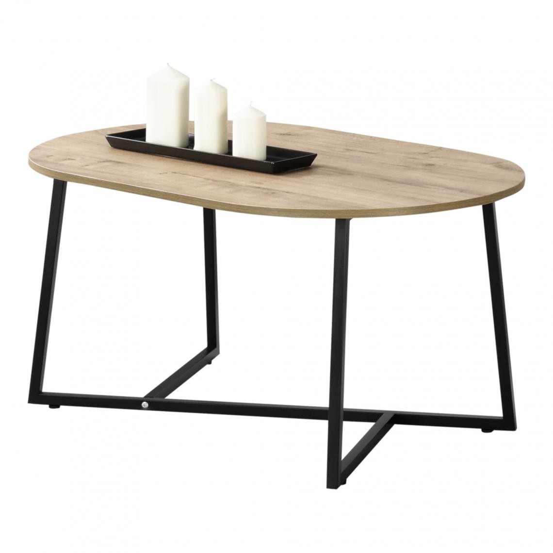 En.Casa - Table Basse Valdemarsvik Ovale 100 x 60 x 47 cm Noir Effet Chêne [en.casa] - Tables à manger